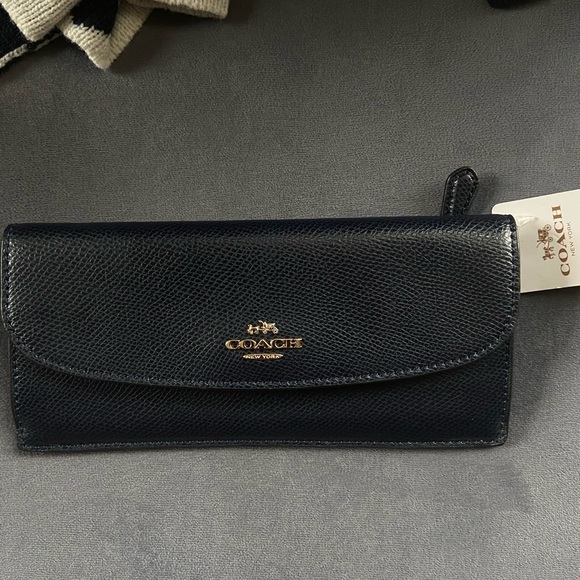 Coach slimline black leather wallet with logo print - Picture 3 of 6